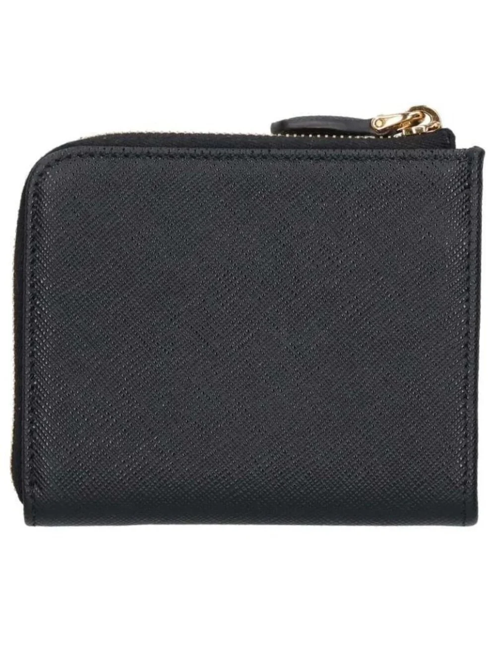 Prada Triangular Plate L-shaped Zip Saffiano Leather Wallet